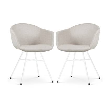 Nolon Noa-Otis Eetkamerstoelen Set van 2 Beige Witte Poten