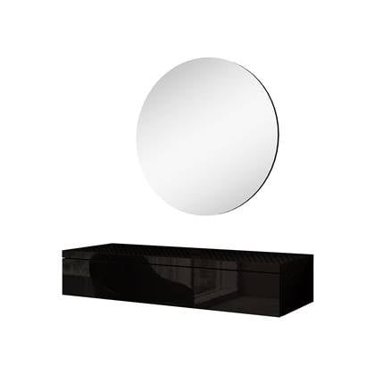 Meubella Kaptafel Amaretto - Zwart - 100 cm - Met spiegel
