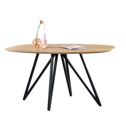 Nordic Design - Eettafel - acacia - naturel - ovaal - 160x90 cm - vlinder poot - staal - zwart