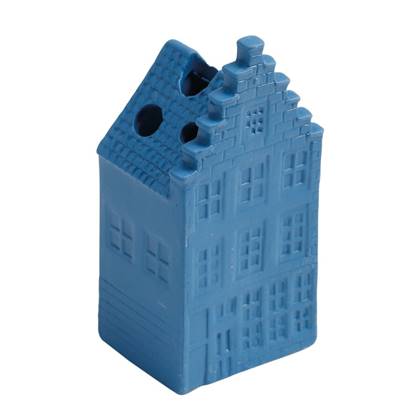 Heinen Delfts Blauw | Droogbloemhuis Trapgevel KLEI | Blauw | H 13 cm