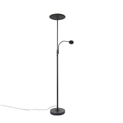 QAZQA Moderne vloerlamp zwart incl. LED dimbaar met leesarm - Strela