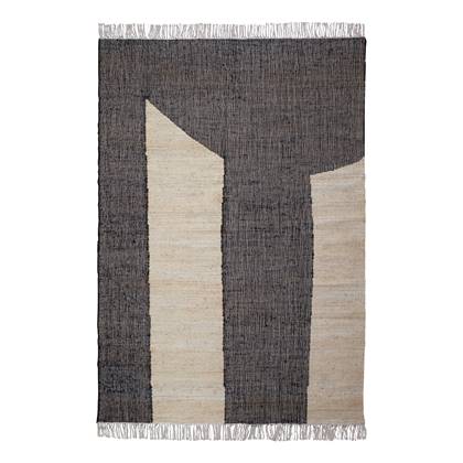 WOOOD Exclusive Lias Vloerkleed - Jute|Katoen -Zwart - 1x200x300