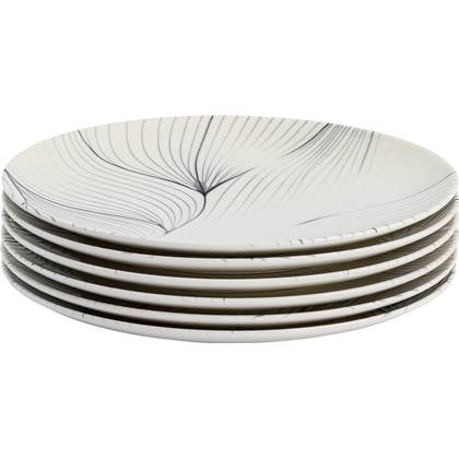 Lite-Body Hermes Dinerborden - Set van 6 stuks - Ø26 cm - Fine Porselein - Wit spikkels grijs