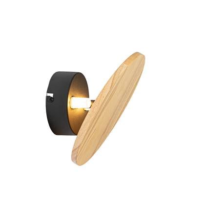 QAZQA Landelijk wandlamp hout rond kantelbaar - Pulley Wit