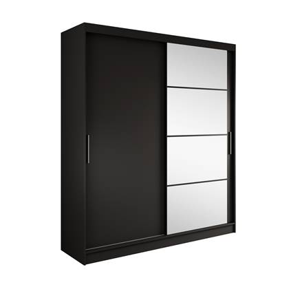 Meubella Kledingkast Dubay - Mat zwart - 180 cm - Met spiegel