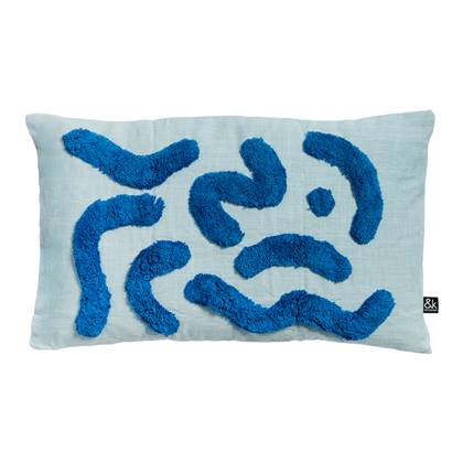 &k amsterdam Squiggle Sierkussen 30 x 50 cm - Blauw