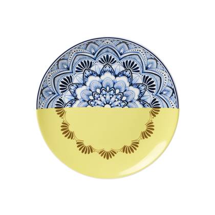 Wandbord Mandala Geel | Heinen Delfts blauw | Mandala wanddecoratie | Souvenir