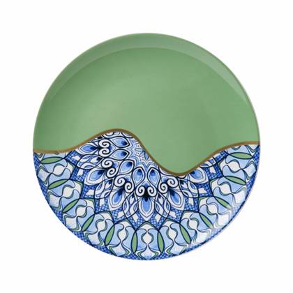Wandbord Mandala Groen | Heinen Delfts blauw | Mandala wanddecoratie | Souvenir