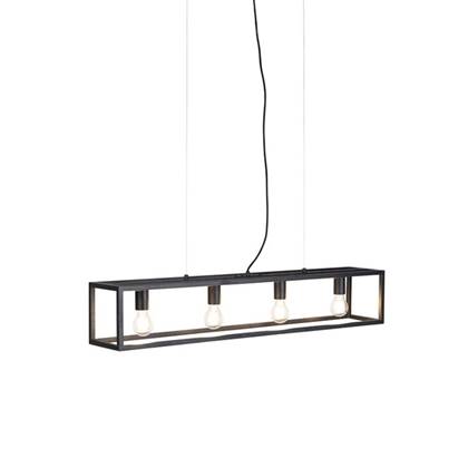 QAZQA Smart industriële hanglamp zwart incl. 4 WiFi A60 - Cage