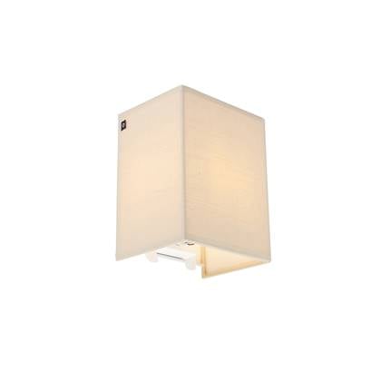 QAZQA Landelijke wandlamp beige met stoffen kap - Vete