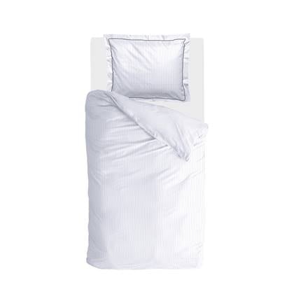 Walra - Dekbedovertrek Subtile Stripe - 140x220 - Wit | Antraciet Antraciet, Wit