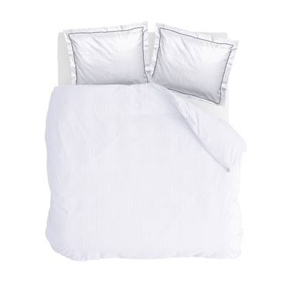 Walra - Dekbedovertrek Subtile Stripe - 240x220 - Wit | Antraciet Antraciet, Wit