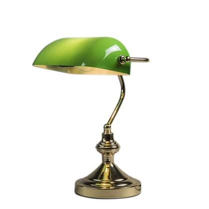 QAZQA Smart tafellamp messing met glas incl. Wifi P45 - Banker Groen