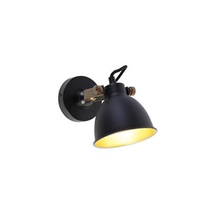 QAZQA Industriële wandlamp met goud verstelbaar - Liko Zwart