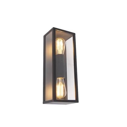 QAZQA LED Wandlamp buiten charlois Zwart Design L 14cm