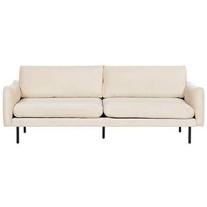 Beliani - VINTERBRO - Driezitsbank - Lichtbeige - Fluweel