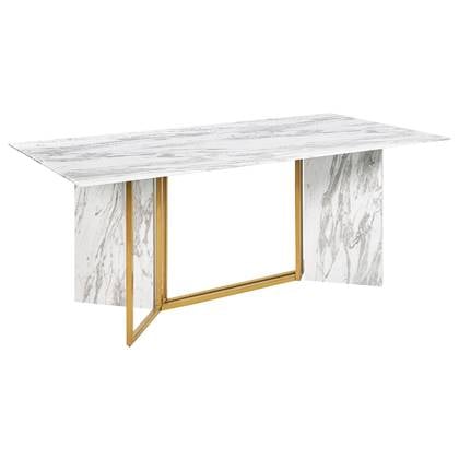 Beliani - CALCIO - Eettafel - Marmerlook|Goud - MDF