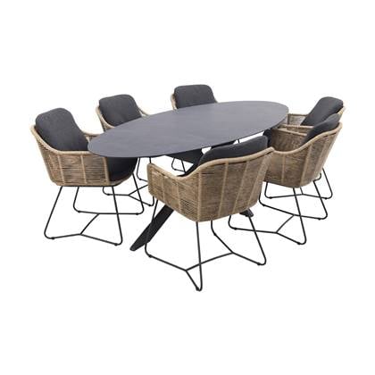 Taste by 4 Seasons Outdoor Taste Belmond naturel|Privada 240x107 - Ovale tuinset - 7-delig