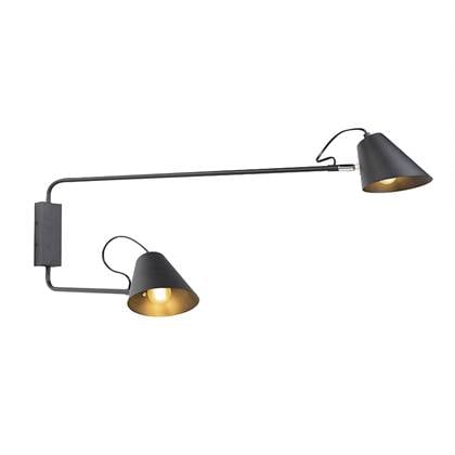 QAZQA Smart wandlamp zwart 2-lichts verstelbaar incl. Wifi A60 - Lune