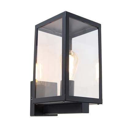 QAZQA LED Wandlamp buiten rotterdam Zwart Modern L 21cm