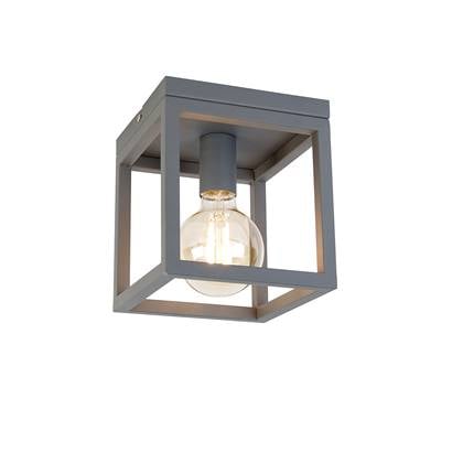QAZQA Industriële smart plafondlamp donker incl. Wifi G95 - Cage Grijs