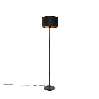 QAZQA Smart vloerlamp zwart met velours kap zwart 35 cm incl. Wifi