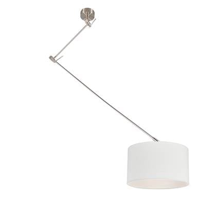 QAZQA Smart hanglamp staal met kap wit 35 cm incl. Wifi A60 - Blitz afbeelding