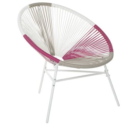 Beliani - ACAPULCO - Tuinstoel - Wit|Beige|Roze - PE rotan