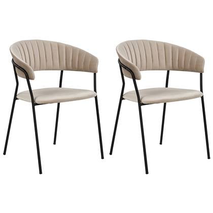 Beliani - MARIPOSA - Eetkamerstoel set van 2 - Taupe Beige