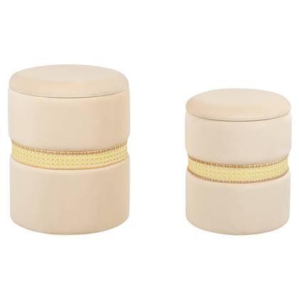 Beliani - MEDFORD - Poef - Crème - Fluweel Beige