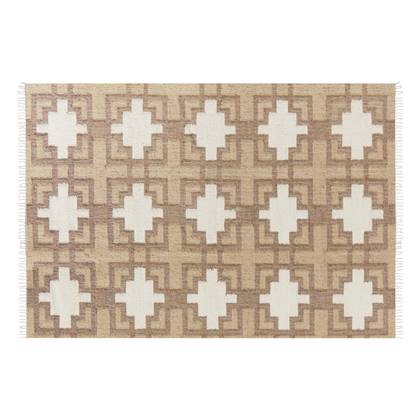 Beliani-KONURTAY-Laagpolig vloerkleed-Beige-160 x 230 cm-Jute