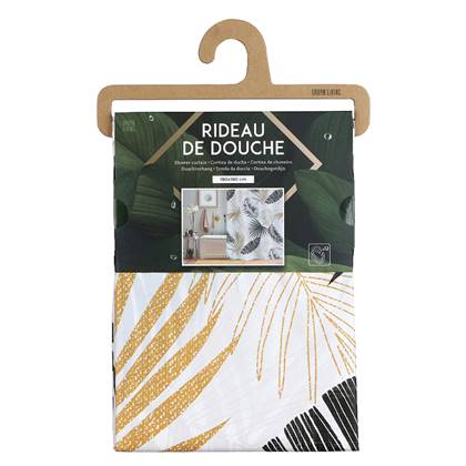 Urban Living Douchegordijn met ringen - palmen - PVC - 180 x 180 cm Multicolor