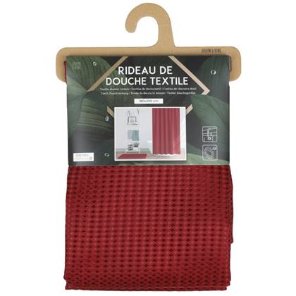 Urban Living Douchegordijn met ringen - donker - 180 x 200 cm Rood