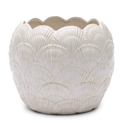 Riviera Maison bloemenpot Wit - Shell - Aardewerk (ØxH) 24x20