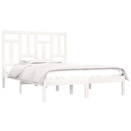 vidaXL Bedframe massief grenenhout wit 150x200 cm