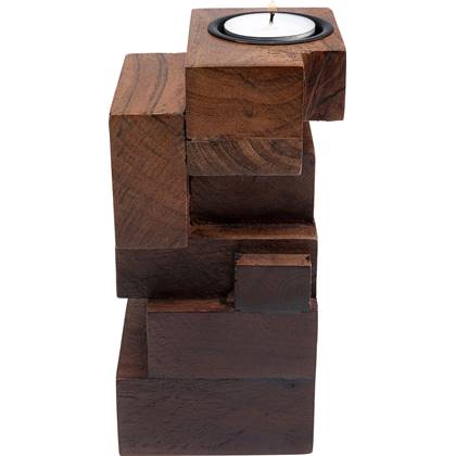 Kare Theelichthouder Wood Tetris 17cm