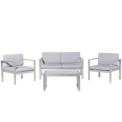 Beliani - SALERNO - Loungeset voor 4 - Grijs - Aluminium