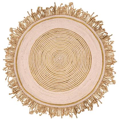 Beliani - GODEKLI - Laagpolig vloerkleed - Beige - ø 140 cm - Jute