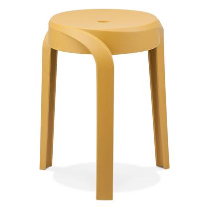 Alterego Pompa - Lage Stapelbare Kruk - Mosterdgeel Plastic - 35x35.5x45cm