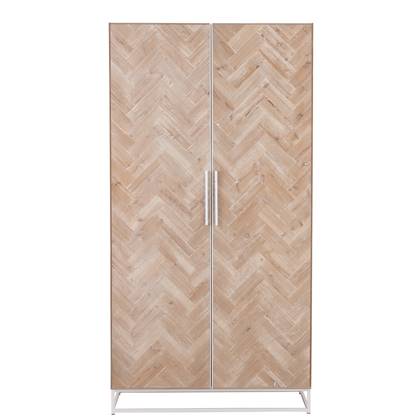 J-Line Kast Hoog 2 Deuren Zigzag Hout/Metaal Naturel/Wit