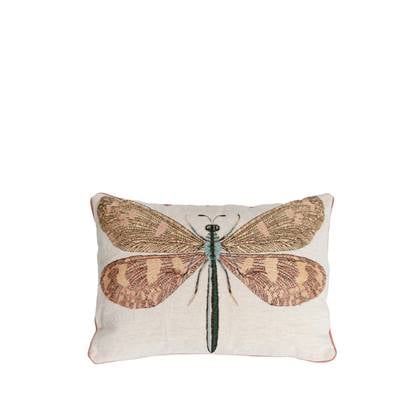 Sissy-Boy Beige jacquard kussen dragonfly Oranje