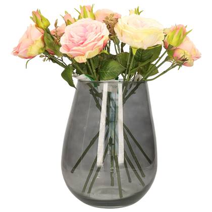 DK Design Bloemenvaas Mira - vaas - smoke glas - D22 x H28 cm Grijs