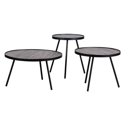 WOOOD Lize Bijzettafels - Hout|metaal - Set van 3 Bruin