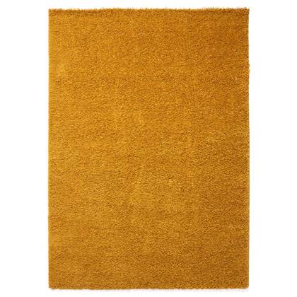 Tapeso Hoogpolig vloerkleed shaggy Trend effen - okergeel - 140x200 cm