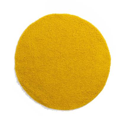 Tapeso Rond hoogpolig vloerkleed shaggy Trend effen - geel - 80 cm