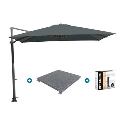 4-Seasons zweefparasol Siesta 300 x 300 - Charcoal met voet en hoes