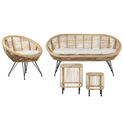 Beliani - MARATEA| CESENATICO - Loungeset 3-zits - Licht - Rotan Beige