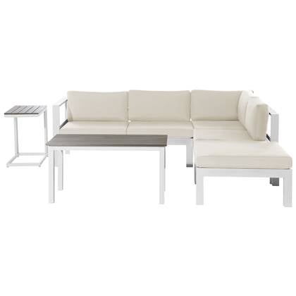 Beliani - MESSINA - Loungeset voor 5 - Beige - Aluminium Bruin