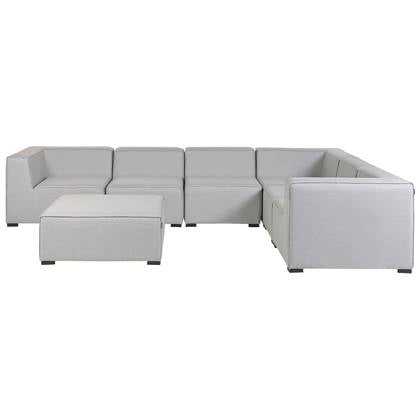 Beliani-AREZZO-Loungeset voor 7-Linkszijdig-Licht-Polyester Grijs