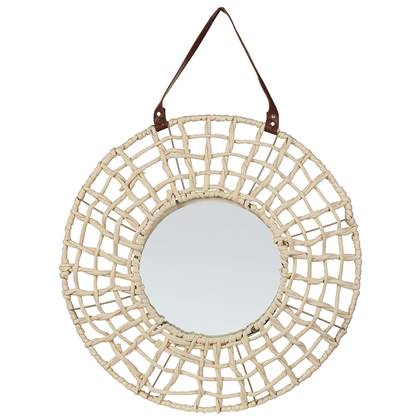 Beliani - PALACI - Wandspiegel - Natuurlijk - Papier touw Beige
